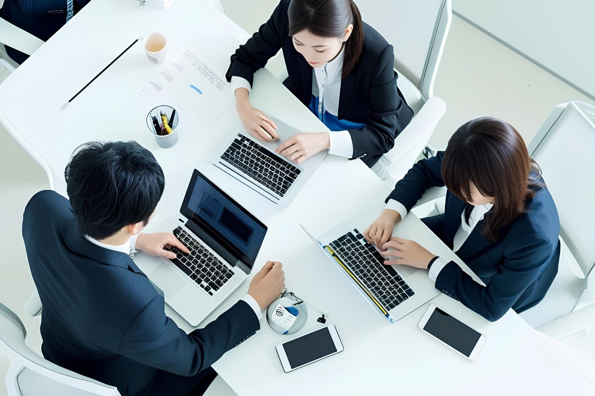 ミーティングをする会社員